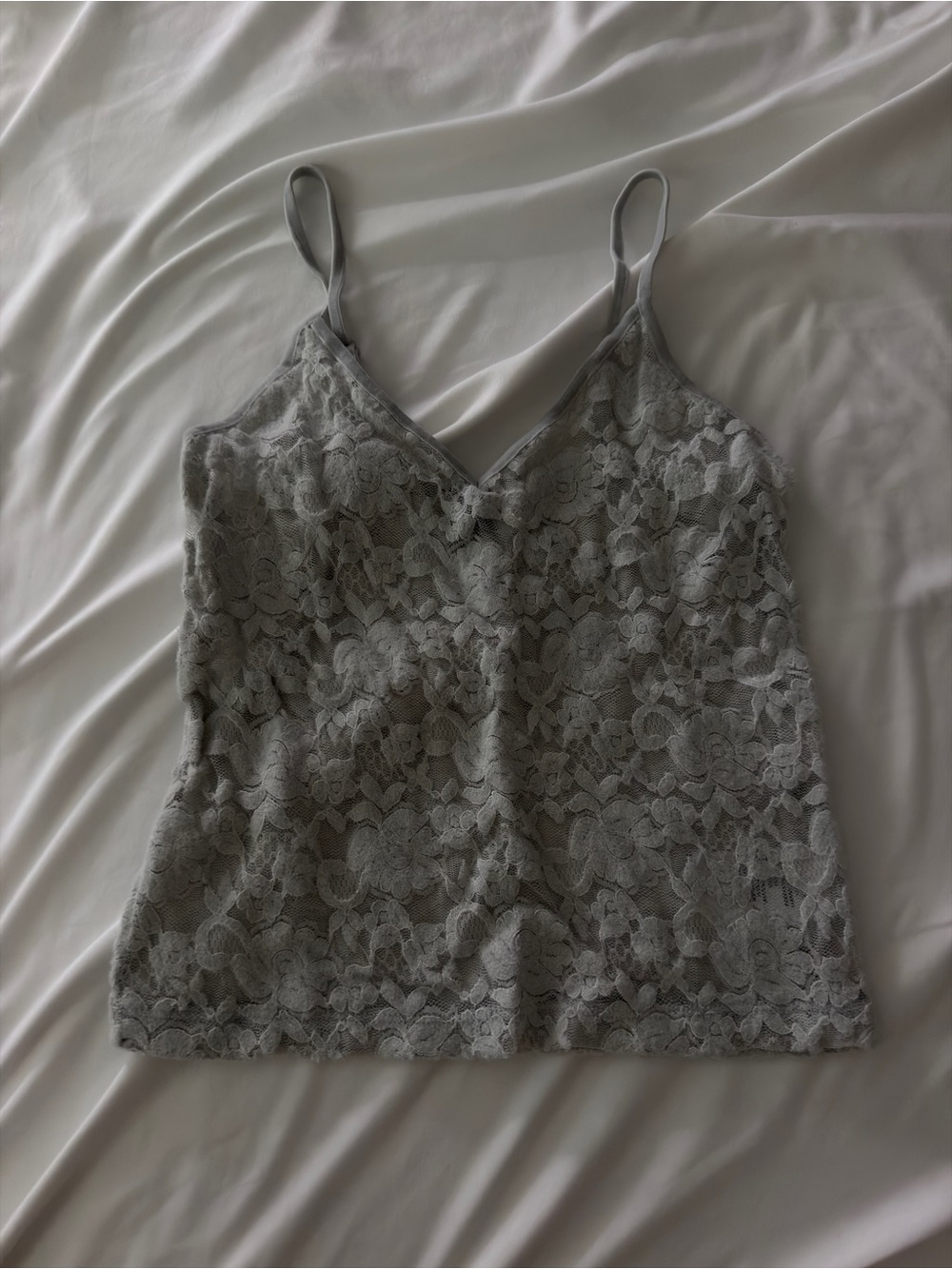 American Eagle Outfitters Gray Lace V-Neck Cami Tank